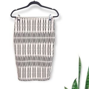 Boho Aztec Zara Skirt – Tribal Print, Midi Pencil Fit, Alt Mom Closet M